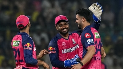 CSK didn't have the start which they wanted as they lost the first two wickets of Conway (10) and Urvil Patel (0) at the score of 12 on the bowling of right-arm seamer Yudhvir Singh in the second over of the innings. (AFP) CSK didn't have the start which they wanted as they lost the first two wickets of Conway (10) and Urvil Patel (0) at the score of 12 on the bowling of right-arm seamer Yudhvir Singh in the second over of the innings. (AFP)