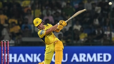 Dewald Brevis (42 runs off 25 balls) was sent back in the 14th over as he was cleaned up by right-arm fast bowler Akash Madhwal on the fourth ball. (AFP) Dewald Brevis (42 runs off 25 balls) was sent back in the 14th over as he was cleaned up by right-arm fast bowler Akash Madhwal on the fourth ball. (AFP)