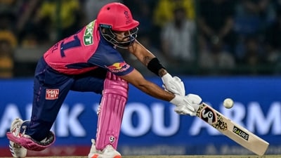 Dhruv Jurel finished it off in style as the Royals held their nerves to chase down the target with 17 balls to spare. (AFP) Dhruv Jurel finished it off in style as the Royals held their nerves to chase down the target with 17 balls to spare. (AFP)