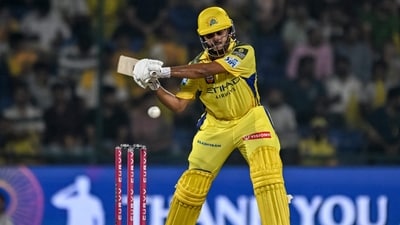 Earlier, CSK were struggling at 78 for five in the eighth over, even as opener Ayush Mhatre blazed away to a 20-ball 43. (AFP) Earlier, CSK were struggling at 78 for five in the eighth over, even as opener Ayush Mhatre blazed away to a 20-ball 43. (AFP)