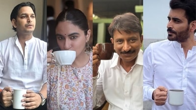 Paritosh Tripathi, Priya Malik, Rajesh Tailang and Manav Kaul with their favourite cup of tea (Photos: Instagram)