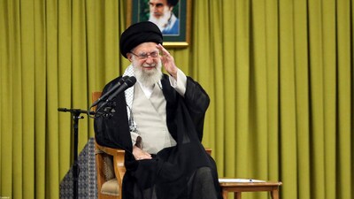 Iranian supreme leader Ayatollah Ali Khamenei addressing teachers and education officials from across the country in Tehran on May 17, 2025. (AFP file) Iranian supreme leader Ayatollah Ali Khamenei addressing teachers and education officials from across the country in Tehran on May 17, 2025. (AFP file)