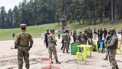 Security personnel inspect the site following the Pahalgam terrorist attack that took place on April 22. (ANI) Security personnel inspect the site following the Pahalgam terrorist attack that took place on April 22. (ANI)