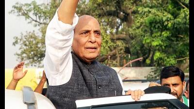 Rajnath Singh receives a warm welcome on his maiden visit to his parliamentary constituency Lucknow on Tuesday, following Operation Sindoor. (ANI Photo) Rajnath Singh receives a warm welcome on his maiden visit to his parliamentary constituency Lucknow on Tuesday, following Operation Sindoor. (ANI Photo)