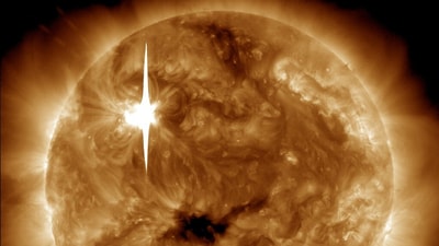 NASA's Solar Dynamics Observatory recently captured the most powerful solar outburst of 2025 from a newly formed sunspot region. (via REUTERS)