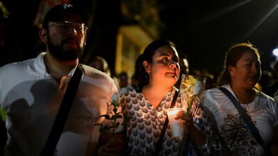 People attend the wake of America Sanchez, a cadet who died when the Mexican Navy ship Cuauhtemoc crashed into the Brooklyn Bridge in New York City, in Xalapa, Mexico, May 19, 2025. REUTERS/Oscar Martinez (REUTERS)
