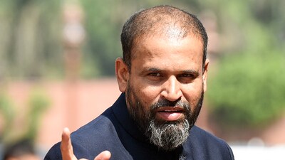 Trinamool Congress (TMC) MP Yusuf Pathan at Parliament House premises during the Budget session, in New Delhi. (ANI) Trinamool Congress (TMC) MP Yusuf Pathan at Parliament House premises during the Budget session, in New Delhi. (ANI)