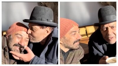 Sunny Deol shares a charming video with father Dharmendra. (Instagram/ iamsunnydeol) Sunny Deol shares a charming video with father Dharmendra. (Instagram/ iamsunnydeol)