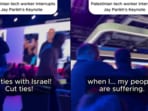 Microsoft's Jay Parikh was speaking onstage when the protestor started yelling Microsoft's Jay Parikh was speaking onstage when the protestor started yelling
