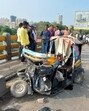 The auto was crushed due to the impact of the accident . (Pramod Tambe/ HT Photo) The auto was crushed due to the impact of the accident . (Pramod Tambe/ HT Photo)