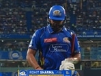 Rohit Sharma after getting dismissed against DC Rohit Sharma after getting dismissed against DC