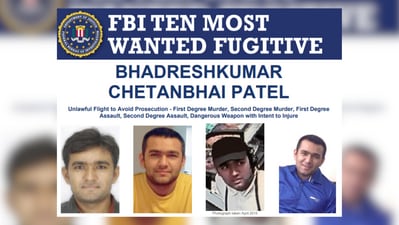 Gujarati man Bhadreshkumar Chetanbhai Patel was added to FBI's top 10 wanted fugitive list in 2017 (FBI ) Gujarati man Bhadreshkumar Chetanbhai Patel was added to FBI's top 10 wanted fugitive list in 2017 (FBI )