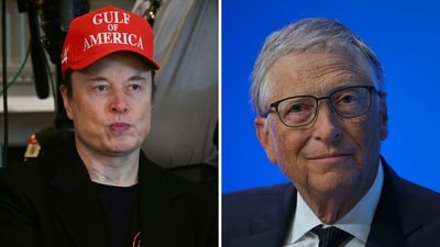 Elon Musk lashed out at Bill Gates while attending the Qatar Economic Forum. (Jim WATSON / AFP, Thomas SAMSON / AFP ) Elon Musk lashed out at Bill Gates while attending the Qatar Economic Forum. (Jim WATSON / AFP, Thomas SAMSON / AFP )