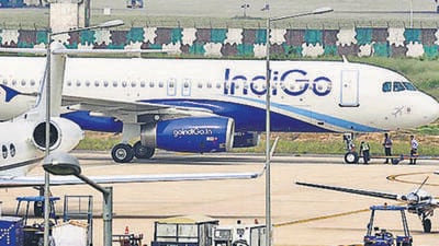 Mohali, India, October 19 ::: Indigo flight at the International Airport in SAS Nagar on Monday, October 19 , 2015. Photo by Gurminder Singh /Hindustan Times. Mohali, India, October 19 ::: Indigo flight at the International Airport in SAS Nagar on Monday, October 19 , 2015. Photo by Gurminder Singh /Hindustan Times.
