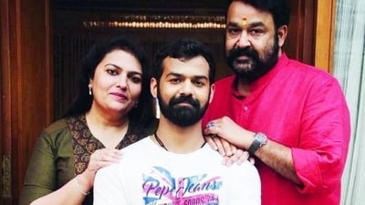 The couple share a son, Pranav Mohanlal, who is also an actor but is insanely private about his personal life. (Pranav Mohanlal fan club/X) The couple share a son, Pranav Mohanlal, who is also an actor but is insanely private about his personal life. (Pranav Mohanlal fan club/X)