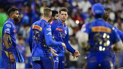 Mumbai Indians players celebrate after qualifying for the playoffs. (Anshuman Poyrekar/ HT) Mumbai Indians players celebrate after qualifying for the playoffs. (Anshuman Poyrekar/ HT)