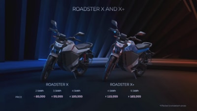 The available battery configurations for the Ola Roadster X include 2.5 kWh, 3.5 kWh, and 4.5 kWh. The available battery configurations for the Ola Roadster X include 2.5 kWh, 3.5 kWh, and 4.5 kWh.