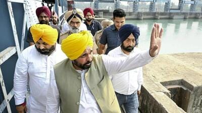 Punjab chief minister Bhagwant Mann on Wednesday addressed Aam Aadmi Party (AAP) supporters, who had been camping at the Nangal Dam for the past month to ensure no water is shared with Haryana. (HT file photo) Punjab chief minister Bhagwant Mann on Wednesday addressed Aam Aadmi Party (AAP) supporters, who had been camping at the Nangal Dam for the past month to ensure no water is shared with Haryana. (HT file photo)