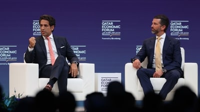 Omeed Malik, co-founder and president of 1789 Capital, left, and Donald Trump Jr., executive vice president of development and acquisitions for Trump Organisation Inc., at the Qatar Economic Forum (QEF) in Doha, Qatar, on Wednesday, May 21, 2025. (Bloomberg) Omeed Malik, co-founder and president of 1789 Capital, left, and Donald Trump Jr., executive vice president of development and acquisitions for Trump Organisation Inc., at the Qatar Economic Forum (QEF) in Doha, Qatar, on Wednesday, May 21, 2025. (Bloomberg)