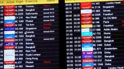 The flights were impacted due to wind shear -- strong winds blowing in the opposing direction and rain, officials said (PTI/Videograb) The flights were impacted due to wind shear -- strong winds blowing in the opposing direction and rain, officials said (PTI/Videograb)