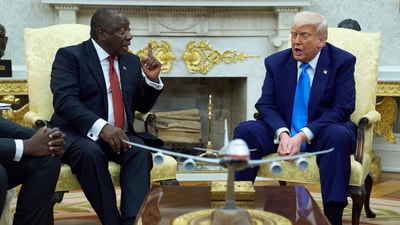 Ramaphosa refuted the allegations by stating, “They’re not,” and emphasized that those murdered in South Africa are not exclusively white. He stated that such actions are not part of government policy and stressed that while criminality exists in the country, it is not directed at any race. (AP) Ramaphosa refuted the allegations by stating, “They’re not,” and emphasized that those murdered in South Africa are not exclusively white. He stated that such actions are not part of government policy and stressed that while criminality exists in the country, it is not directed at any race. (AP)
