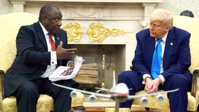 President Donald Trump met South Africa's President Cyril Ramaphosa in the Oval Office of the White House, Wednesday, May 21, 2025, in Washington. (AP) President Donald Trump met South Africa's President Cyril Ramaphosa in the Oval Office of the White House, Wednesday, May 21, 2025, in Washington. (AP)