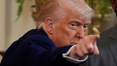 President Donald Trump gestures as he departs after hosting the 2025 NCAA Champion, University of Florida men's basketball team (AP) President Donald Trump gestures as he departs after hosting the 2025 NCAA Champion, University of Florida men's basketball team (AP)