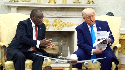 President Donald Trump meets South Africa's President Cyril Ramaphosa in the Oval Office of the White House (AP) President Donald Trump meets South Africa's President Cyril Ramaphosa in the Oval Office of the White House (AP)
