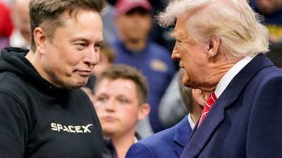 Donald Trump and Elon Musk were at a meeting with South African president on Wednesday (REUTERS)