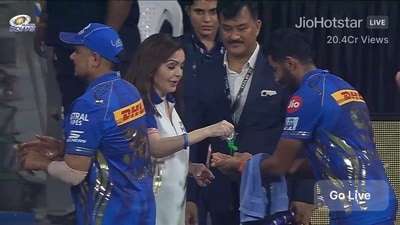 Nita Ambani sanitises Jasprit Bumrah's hands before handshake Nita Ambani sanitises Jasprit Bumrah's hands before handshake