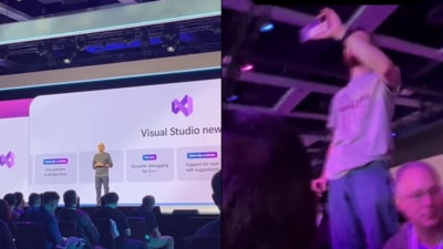 A Microsoft employee disrupted CEO Satya Nadella's speech at the Build conference. (Instagram/@noazureforapartheid) A Microsoft employee disrupted CEO Satya Nadella's speech at the Build conference. (Instagram/@noazureforapartheid)