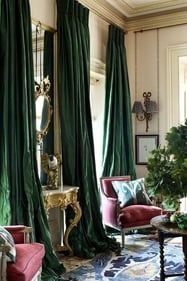Fabric Drapes and Throws: Use rich fabrics like velvet or silk in deep jewel tones to drape over furniture or hang as curtains, creating a cozy and luxurious ambiance. (Pinterest) Fabric Drapes and Throws: Use rich fabrics like velvet or silk in deep jewel tones to drape over furniture or hang as curtains, creating a cozy and luxurious ambiance. (Pinterest)