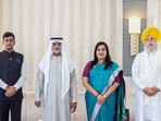 An all-party delegation led by Shiv Sena MP Shrikant Shinde in a group picture with UAE minister of minister of tolerance Sheikh Nahyan bin Mubarak Al Nahyan during a meeting for Operation Sindoor global outreach, in Abu Dhabi on Thursday. An all-party delegation led by Shiv Sena MP Shrikant Shinde in a group picture with UAE minister of minister of tolerance Sheikh Nahyan bin Mubarak Al Nahyan during a meeting for Operation Sindoor global outreach, in Abu Dhabi on Thursday.