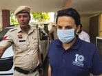 Ashoka University professor Ali Khan Mahmudabad being escorted by Haryana Police personnel after his arrest in Sonepat on Sunday. 