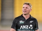 New Zealand's Tim Seifert walks from the field after a match.