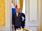 External Affairs Minister S Jaishankar with Netherlands Foreign Affairs Minister Caspar Veldkamp during a meeting, in The Hague, Netherlands. External Affairs Minister S Jaishankar with Netherlands Foreign Affairs Minister Caspar Veldkamp during a meeting, in The Hague, Netherlands.