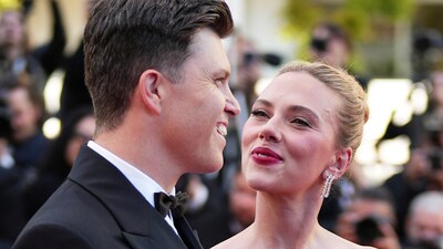 Colin Jost, left, and Scarlett Johansson pose for photographers upon arrival at the premiere of the film 'A Private Life' at the 78th international film festival, Cannes, southern France, Tuesday, May 20, 2025. (Photo by Scott A Garfitt/Invision/AP) (Scott Garfitt/Invision/AP) Colin Jost, left, and Scarlett Johansson pose for photographers upon arrival at the premiere of the film 'A Private Life' at the 78th international film festival, Cannes, southern France, Tuesday, May 20, 2025. (Photo by Scott A Garfitt/Invision/AP) (Scott Garfitt/Invision/AP)