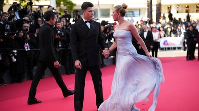 Colin Jost, left, and Scarlett Johansson pose for photographers upon arrival at the premiere of the film 'A Private Life' at the 78th international film festival, Cannes, southern France, Tuesday, May 20, 2025. (Photo by Scott A Garfitt/Invision/AP) (Scott Garfitt/Invision/AP) Colin Jost, left, and Scarlett Johansson pose for photographers upon arrival at the premiere of the film 'A Private Life' at the 78th international film festival, Cannes, southern France, Tuesday, May 20, 2025. (Photo by Scott A Garfitt/Invision/AP) (Scott Garfitt/Invision/AP)