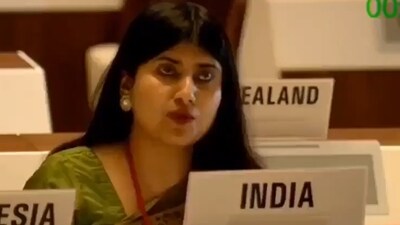 Indian diplomat Anupama Singh exercised India’s right of reply and slammed Pakistan. Indian diplomat Anupama Singh exercised India’s right of reply and slammed Pakistan.