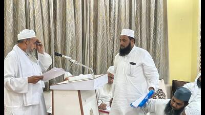 At a meeting held in Lucknow on Thursday, attended by Jamiat state president Maulana Syed Asad Rashidi and other officials (Sourced) At a meeting held in Lucknow on Thursday, attended by Jamiat state president Maulana Syed Asad Rashidi and other officials (Sourced)