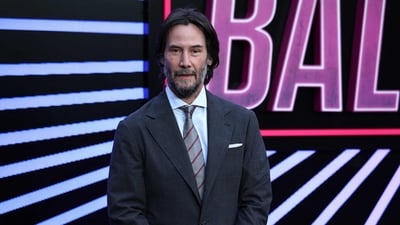 Canadian actor Keanu Reeves poses on the red carpet upon arrival for the World Premiere of "Ballerina"  in central London, on May 22, 2025. (Photo by HENRY NICHOLLS / AFP) (AFP)