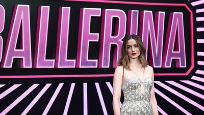 Cuban-Spanish actor Ana De Armas poses on the red carpet upon arrival for the World Premiere of "Ballerina"  in central London, on May 22, 2025. (Photo by HENRY NICHOLLS / AFP) (AFP)