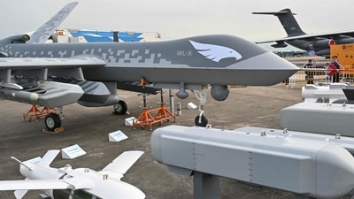 Jiu Tian, which translates to “high sky,” made its debut at China’s premier Zhuhai air show in November 2024 (Representative Image/AFP) Jiu Tian, which translates to “high sky,” made its debut at China’s premier Zhuhai air show in November 2024 (Representative Image/AFP)