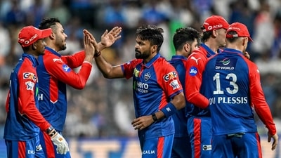 Delhi Capitals' Mukesh Kumar (C) celebrates with teammates after taking the wicket of Mumbai Indians' Will Jacks during the Indian Premier League (IPL) Twenty20 cricket match between Mumbai Indians and Delhi Capitals (AFP) Delhi Capitals' Mukesh Kumar (C) celebrates with teammates after taking the wicket of Mumbai Indians' Will Jacks during the Indian Premier League (IPL) Twenty20 cricket match between Mumbai Indians and Delhi Capitals (AFP)