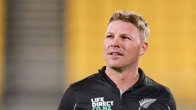 New Zealand's Tim Seifert walks from the field after a match. (AFP)