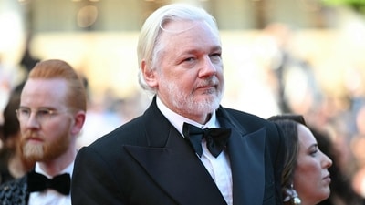 Australian publisher, activist Julian Assange arrives for the screening of the film The Six Billion Dollar Man at the 78th edition of the Cannes Film Festival on May 21, 2025. (Photo by Bertrand GUAY / AFP) (AFP) Australian publisher, activist Julian Assange arrives for the screening of the film The Six Billion Dollar Man at the 78th edition of the Cannes Film Festival on May 21, 2025. (Photo by Bertrand GUAY / AFP) (AFP)