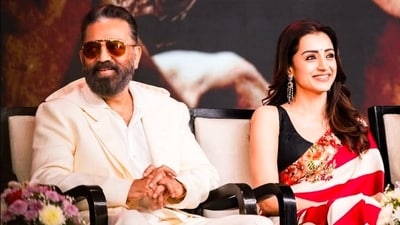 Kamal Haasan and Trisha Krishnan are promoting their upcoming film Thug Life together. Kamal Haasan and Trisha Krishnan are promoting their upcoming film Thug Life together.