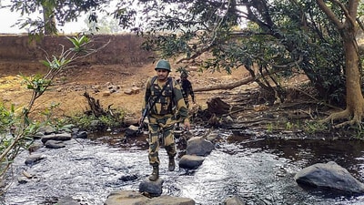 An engineer by training, Rao was the general secretary of the banned Communist Party of India (Maoist) and considered to be the backbone of the insurgency operations in central India. (File photo of security personnel during an earlier encounter with Maoists in Kanker district.) (PTI)