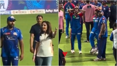 Rohit Sharma interacts with Nita Ambani; stands alongside Kuldeep Yadav during post-match presentation (X) Rohit Sharma interacts with Nita Ambani; stands alongside Kuldeep Yadav during post-match presentation (X)