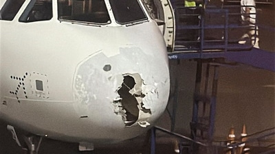 Delhi-Srinagar IndiGo flight that hit turbulence mid-air due to inclement weather, prompting the pilot to report the "emergency" to air traffic control at Srinagar (PTI) Delhi-Srinagar IndiGo flight that hit turbulence mid-air due to inclement weather, prompting the pilot to report the "emergency" to air traffic control at Srinagar (PTI)